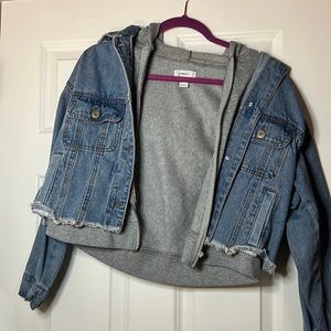Forever21 jean jacket with attached zip up